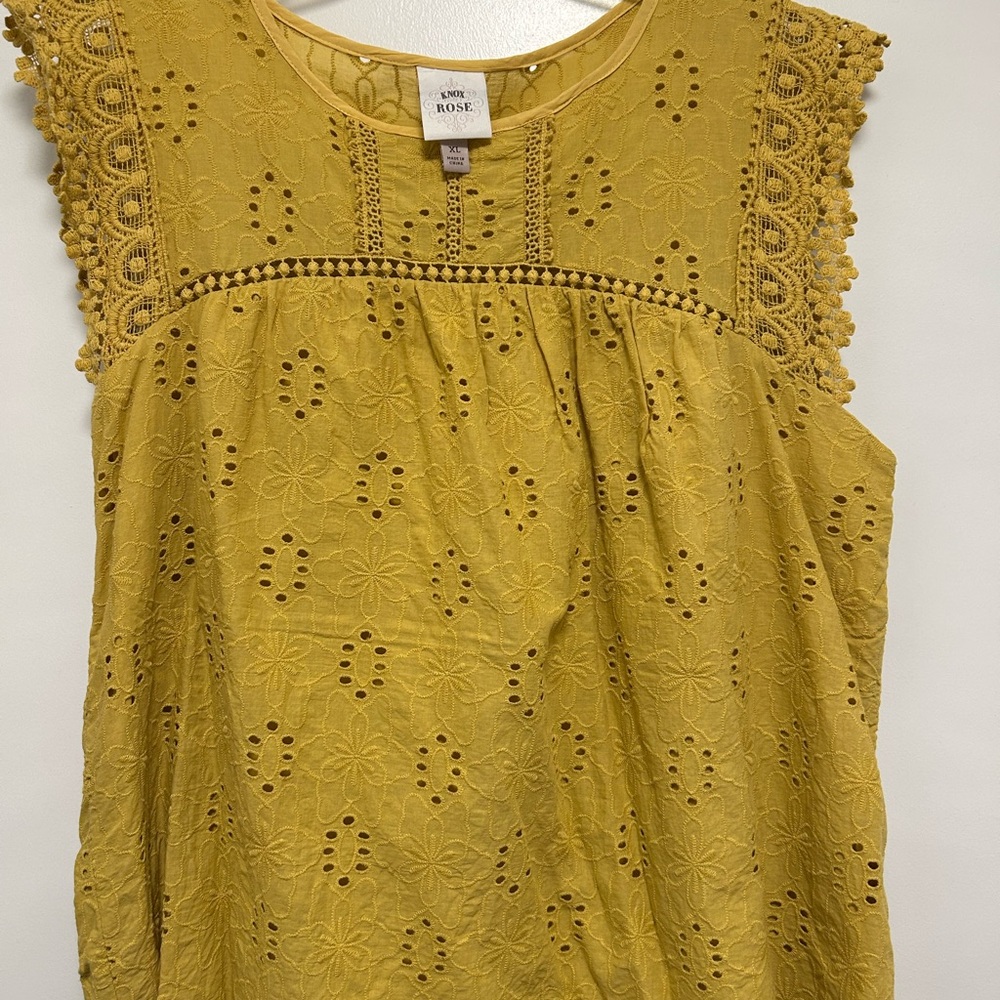 Mustard Yellow Lace Detail Women's Top